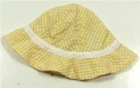 Žluto-bílý kostkovaný krepový klobouček 