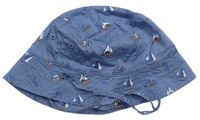 Modrý plátěný klobouk s loděmi zn. H&M