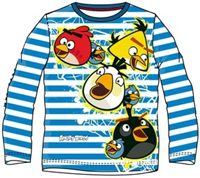 Nové- Modro-bílé pruhované triko s Angry Birds 