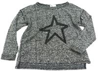 Černo-bílé melírované úpletové triko s hvězdičkou zn. H&M