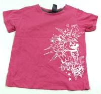 Růžové tričko s potiskem zn. H&M