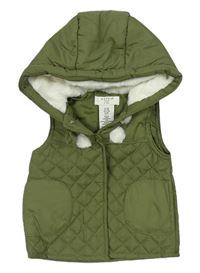 Khaki šusťáková zateplená vesta s kapucí zn. Aspen 
