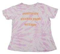 Růžovo-světlerůžové batikované tričko s nápisem zn. Primark