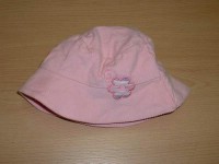 Růžový manžestrový klobouček s kytičkou