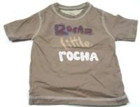 Hnědé tričko s nápisem zn. Rocha 