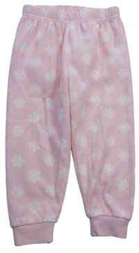 Světlerůžové fleecové pyžamové kalhoty s vločkami zn. Early Days