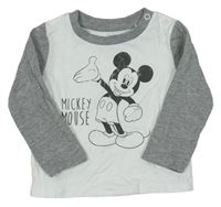 Bílo-šedé triko s Mickeym zn. Disney