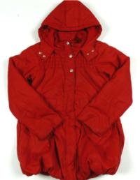 Červený šusťákový přechodový kabát s kapucí zn. TU