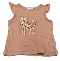 Starorůžové tričko s kočkou zn. H&M