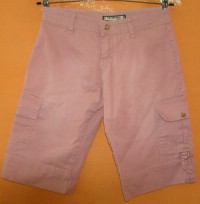 Dámské růžové plátěné 3/4 kalhoty