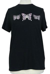 Dámské černé tričko s motýlky zn. New Look 