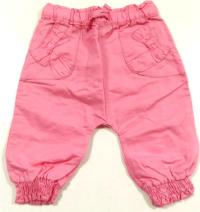 Outlet - Růžové lněné kalhoty s nízkým sedem zn. Next