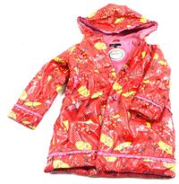 Červená voděodolná zateplená bunda s kapucí a deštníky zn. M&S