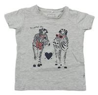 Šedé tričko se zebrami zn. Name it