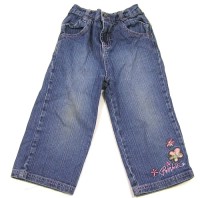 Modré riflové 7/8 kalhoty s kytičkami zn. Barbie