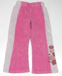 Růžové sametové kalhoty s kytičkami zn. Disney