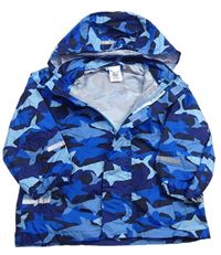 Modro-tmavomodrá army šusťáková nepromokavá bunda s kapucí zn. Pocopiano