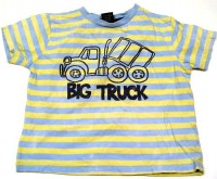 Modro-žluté pruhované tričko s náklaďákem zn. Next