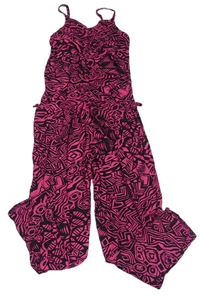 Černo-růžový vzorovaný lehký kalhotový overal zn. Yd.