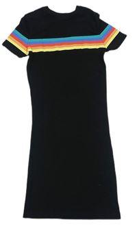 Černé žebrované maxi šaty s pruhy zn. New Look
