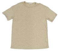 Béžové melírované pruhované úpletové tričko zn. Shein