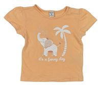 Meruňkové tričko se slonem a palmou zn. Dopodopo