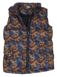 Hnědo-modrá army šusťáková zateplená vesta zn. M&Co.
