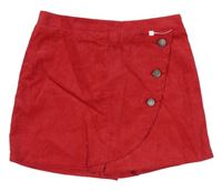 Červené manšestrové sukňové kraťasy s knoflíky zn. Nutmeg