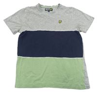 Šedo-tmavomodro-zelené tričko zn. Lyle&Scott