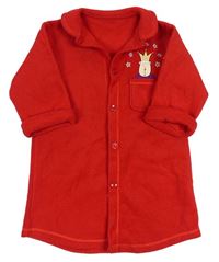 Červený fleecový kabát s medvědem zn. Mothercare
