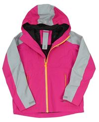 Neonově růžovo-šedá šusťáková jarní funkční bunda s kapucí zn. Dare 2B