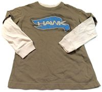 Khaki-béžové triko s potiskem zn. Hawk