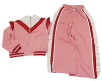 2set- Růžovo-červeno-bílá sportovní propínací mikina+ kalhoty zn. River Island