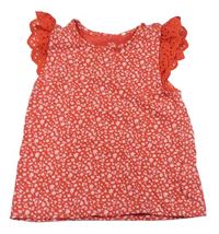 Červeno-bílé květované tričko s volánky zn. Topomini