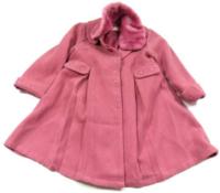 Růžový flaušový kabátek s kytičkami a límečkem 