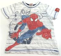 Bílo-tmavomodré pruhované tričko se Spider-manem zn. MARVEL