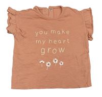 Starorůžové tričko s nápisem s květy zn. George
