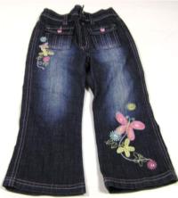 Tmavomodré riflové kalhoty s motýlky zn. Minx