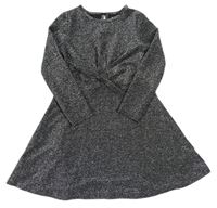 Černo-stříbrné šaty s mašlí zn. Primark
