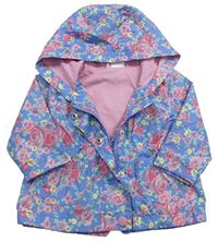 Modro-barevná květovaná šusťáková jarní bunda s kapucí zn. F&F