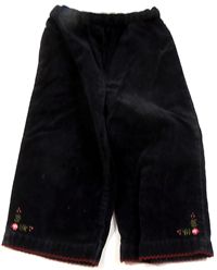 Černé sametovo/riflové kalhoty s kytičkami zn. Gymboree