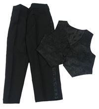2set - Černé slavnostní kalhoty + vesta