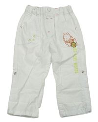 Bílé plátěné roll up kalhoty s Medvídkem Pú zn. C&A