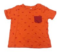 Oranžové tričko s obrázky a kapsičkou zn. Lc Waikiki 