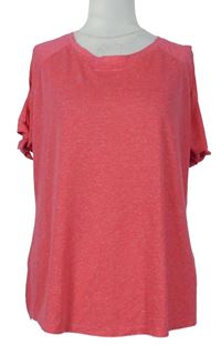 Dámské růžové melírované tričko s průstřihy na ramenou zn. F&F