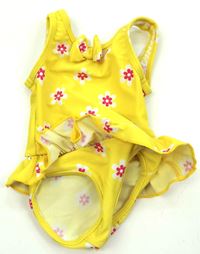 Žluté jednodílné plavky s kytičkami zn. Bhs 