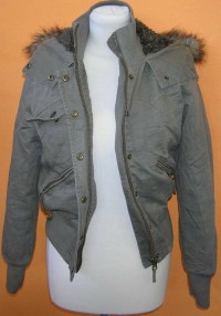 Dámská khaki plátěná zimní bunda s kapucí zn. Oasis