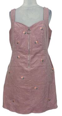 Dámské růžové manšestrové kytičkované šaty zn. Topshop 