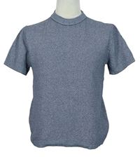 Pánské tmavomodré vzorované pletené tričko zn. Zara 