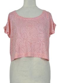Dámské růžové vzorované crop tričko zn. Papaya 